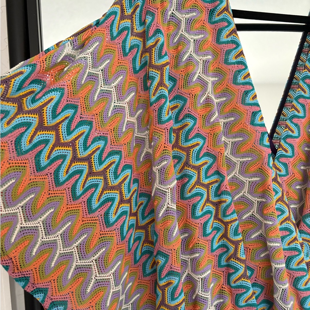 Ramy Brook Multicolor Wave-Pattern V-Neck Dress - image 2